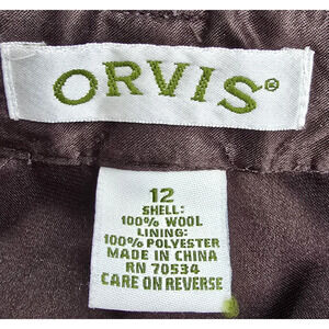ORVIS Women's Wool Pleated Dress Pants Fully Lined Slacks Size 12 Brown